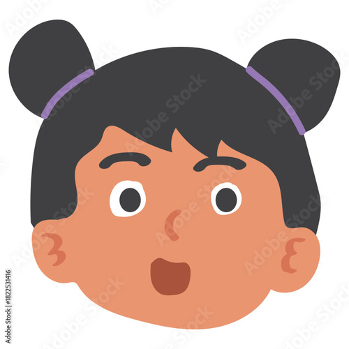 Surprised Young Girl Character with Wide Eyes and Open Mouth Gasping
