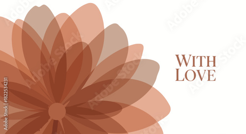 Abstract flower graphic design in earthy tones with "With Love" text for greeting cards.