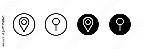 Location pin and map marker icons in outline and solid styles, Navigation Symbol Set, GPS Position Vector, Minimal Geolocation Graphic, Vector illustration.