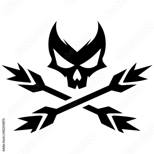 Vector Art Black and White Skull Illustration with Minimalistic Contours for Tattoo Emblem or Logo Design