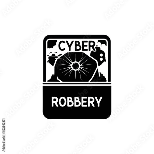Cyber robbery concept featuring icon with globe design and black elements. Cyber robbery can be a harsh reality in modern business and life,