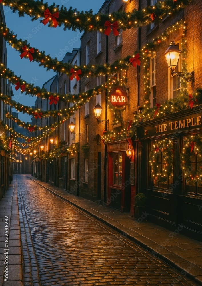 Obraz premium Charming festive street scene.