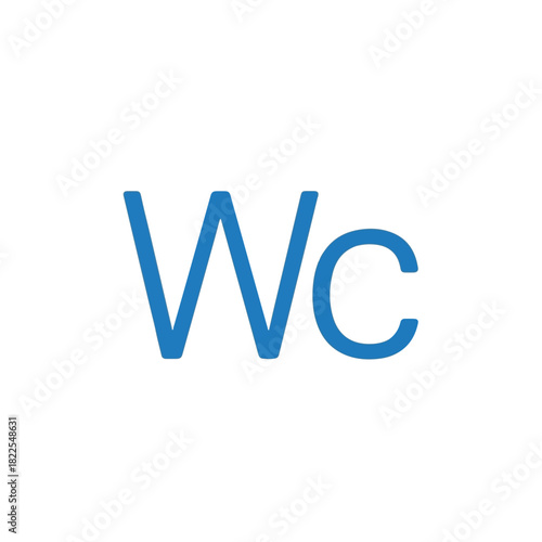 Blue wc icon on white background. WC icon for orientation, WC icon in public places such as shopping malls, train stations and airports. Usability of WC icon, simple orientation for all.