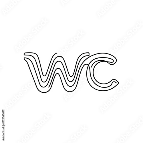 Contemporary WC symbol in minimalist style provides an instant informational signage, this restroom signage employs line art in a way that is modern. A WC symbol like this,