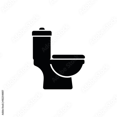 Black toilet seat symbol isolated on white backdrop, toilet seat showing design. Commercial sanitary toilet seat concept for restroom areas, toilet seat with minimalist sanitary ware.