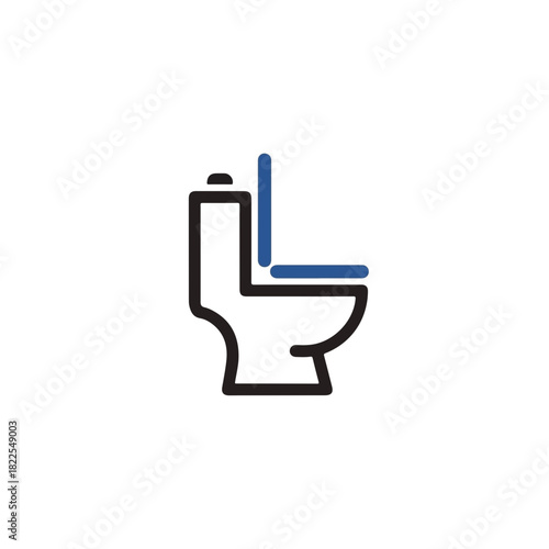 Toilet icon presents modern design. Toilet icon features simple outline on white background, embodying restroom fixture, cleanliness, and minimalism, while toilet icon provides a clear,