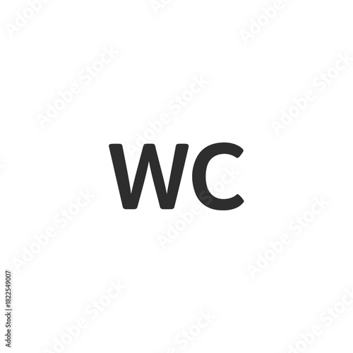 WC sign in black, simple restroom sign. WC sign is a minimalist symbol for public facilities. Clean WC sign for clear direction, essential for wayfinding in modern spaces.