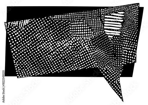 Speech bubble transforms with halftone in abstract communication