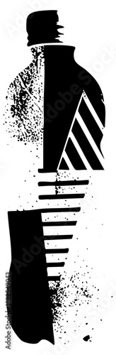 Plastic bottle breaks apart in abstract composition