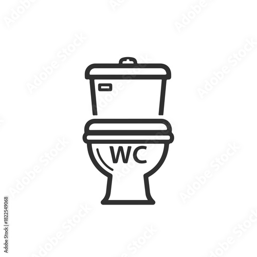 WC sign presents clean bathroom, modern toilet bowl icon. Simple WC sign provides easy-to-understand pictogram to indicate restroom location, showing facility for public use.