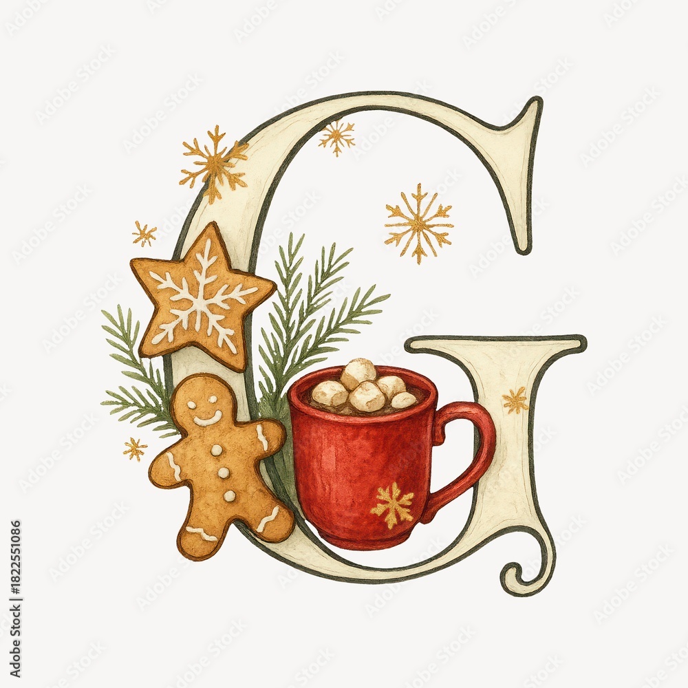 Naklejka premium Festive letter G illustration