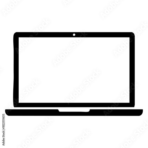 Modern laptop silhouette black vector icon