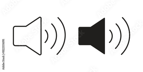 Speaker icon with editable stroke. Thin Line and flat icons for UI designs
