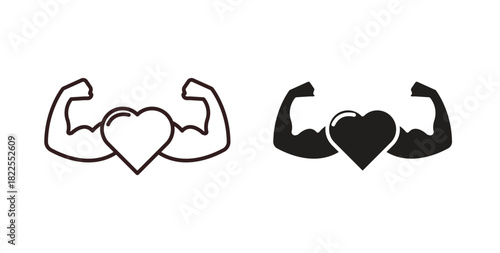 Strong heart icon with editable stroke. Thin Line and flat icons for UI designs