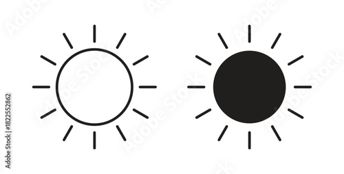 Sun icon with editable stroke. Thin Line and flat icons for UI designs