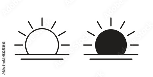 Sunrise icon with editable stroke. Thin Line and flat icons for UI designs