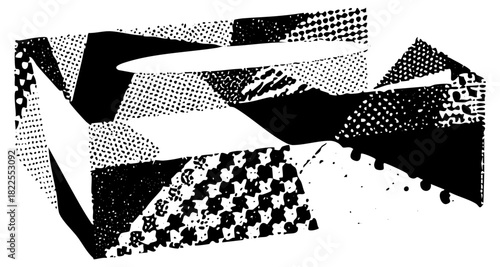 Abstract shapes intersect dynamically in a composition