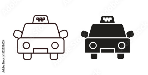 Taxi icon with editable stroke. Thin Line and flat icons for UI designs