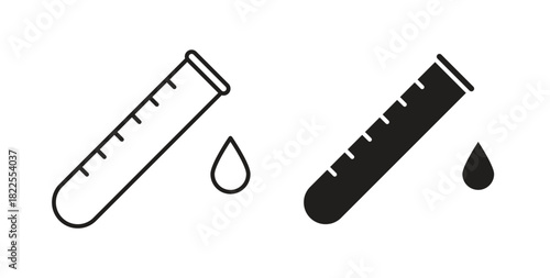 Test tube icon with editable stroke. Thin Line and flat icons for UI designs