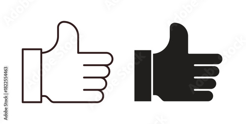thumbs up icon with editable stroke. Thin Line and flat icons for UI designs