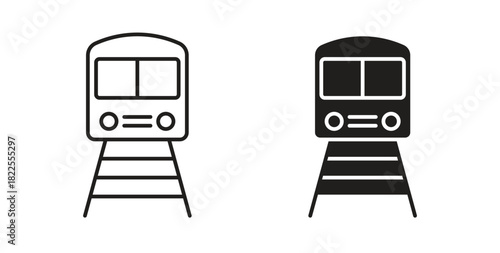 Train icon with editable stroke. Thin Line and flat icons for UI designs