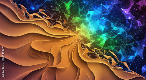 Stunning abstract design featuring vibrant network connections and layered textures for professional modern backgrounds and technology presentations