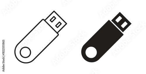 usb drive icon with editable stroke. Thin Line and flat icons for UI designs