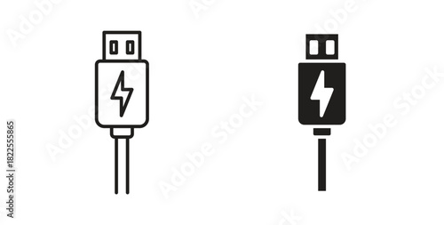 USB icon with editable stroke. Thin Line and flat icons for UI designs