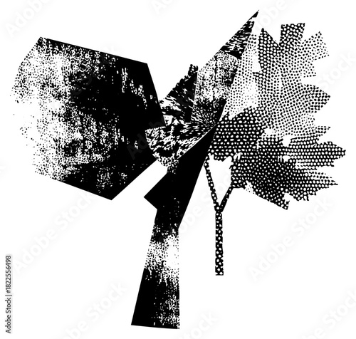 Abstract shapes interact dynamically in a composition