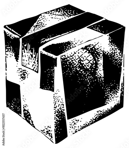 Ice cube refracts light in a still life