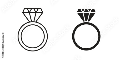 Wedding ring icon with editable stroke. Thin Line and flat icons for UI designs