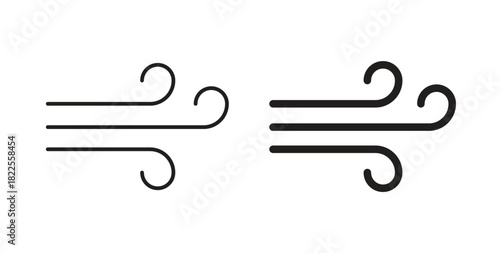 Windy icon with editable stroke. Thin Line and flat icons for UI designs