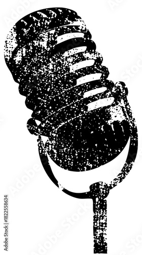 Vintage microphone texture in a recording studio