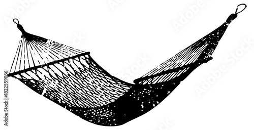 Hammock hangs relaxing in outdoor setting