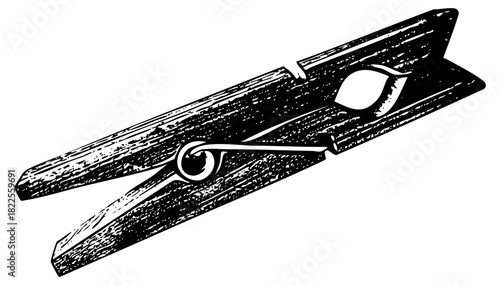 Clothes pin secures laundry on a