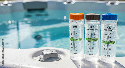 Hot tub water testing kit with ph bromine and chlorine indicators for maintaining water quality and sanitation in spas and pools