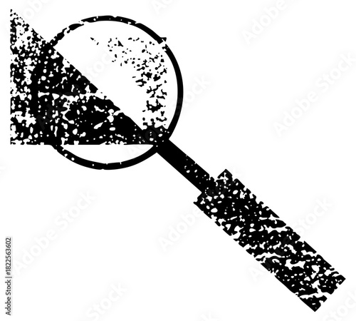 Magnifying Glass Investigates Detail in Abstract Composition