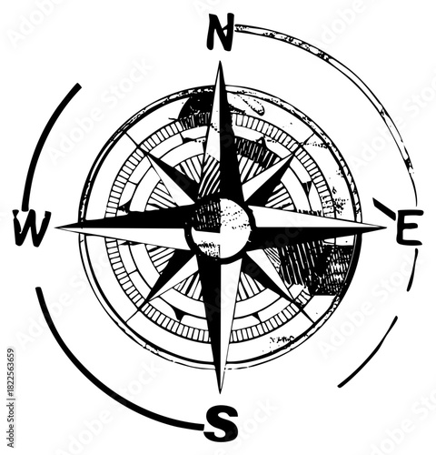 Compass points direction in nautical cartography