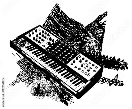 Synthesizer music in a creative studio