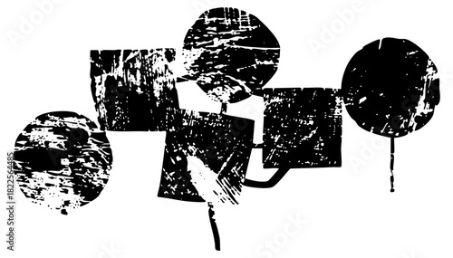 Abstract Shapes Compose Distressed Composition for Graphic Design
