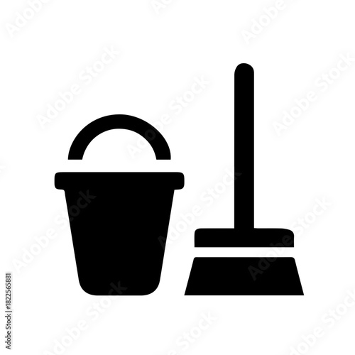 Cleaning Bucket and Broom