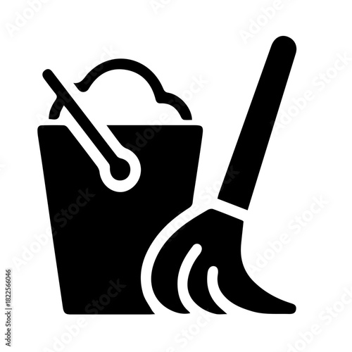Mop and Bucket Cleaning Icon