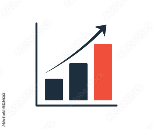 Minimalist bar graph with arrow showing upward trend in business growth