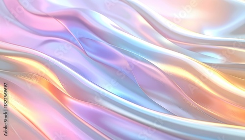 Wallpaper Mural Abstract silk waves with pastel color and soft smooth texture. The fabric appears to be iridescent, reflecting a gentle, ethereal light. The flowing curves create a sense of elegance and luxury Torontodigital.ca