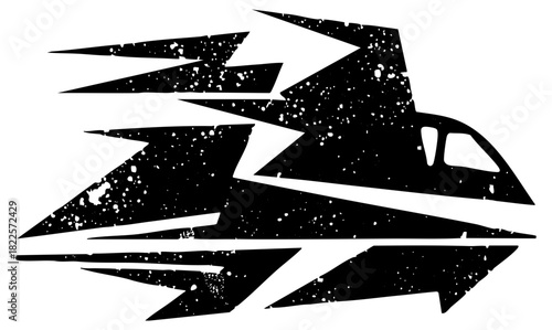 Delivery truck speeds through city streets