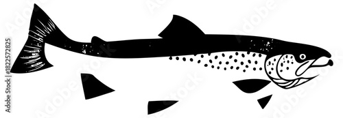 Trout swims dynamically in aquatic ecosystem