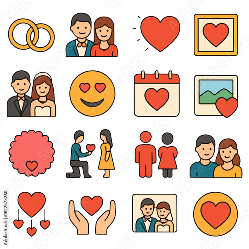 Eternal Bond: An Array of romantic symbols intertwine to depict a timeless story of love, commitment, and the joyous journey of togetherness.