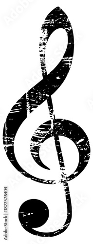 Treble Clef Illustrates Grunge Texture for Music Composition