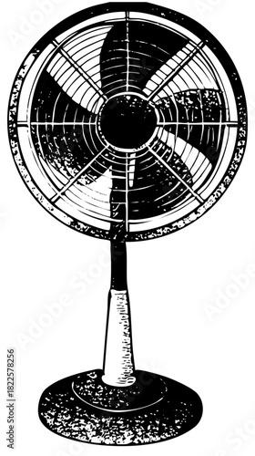 Electric fan rotates in a studio setting