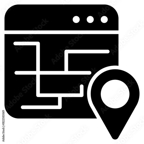 Street Map Glyph Black Icon